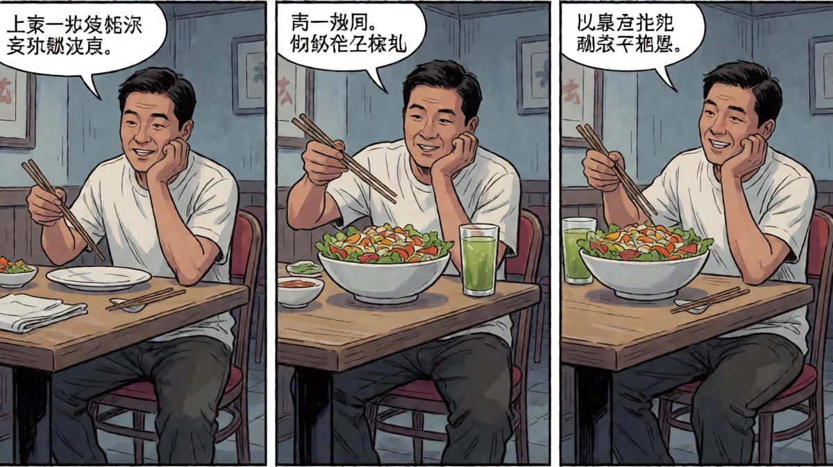 第2格：看着沙拉，内心在崩溃。