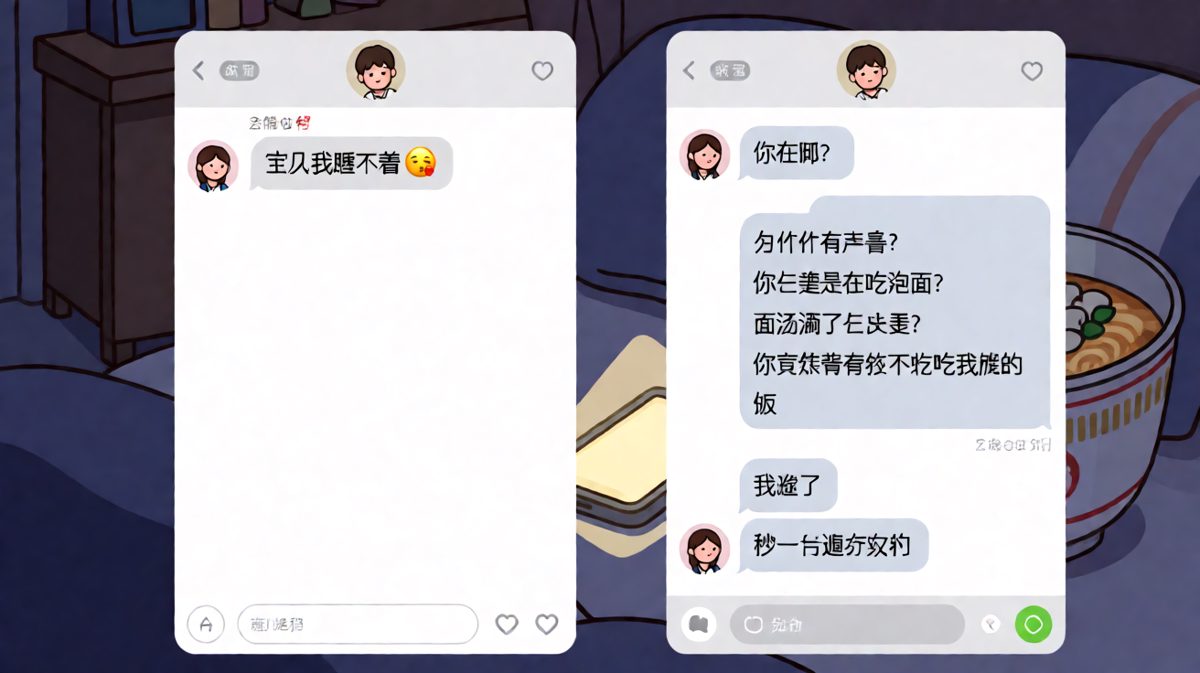 深夜偷吃泡面被抓包，女友开启连环审问模式