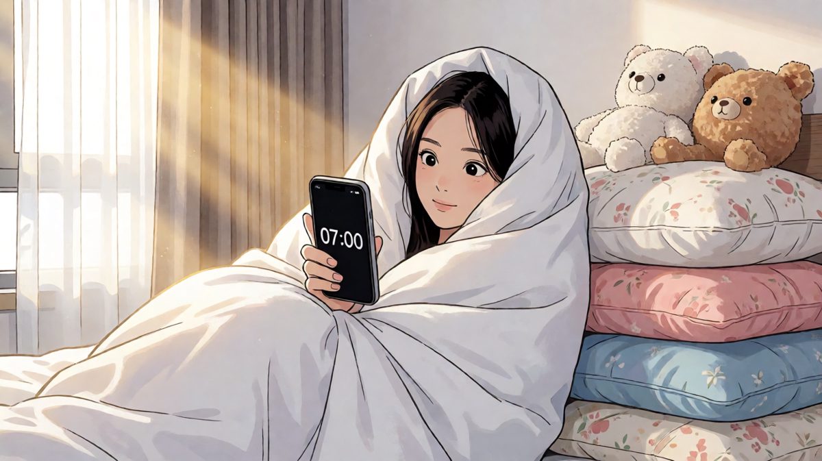 假期最后一天，闹钟准时响起，睡眼惺忪不愿醒来