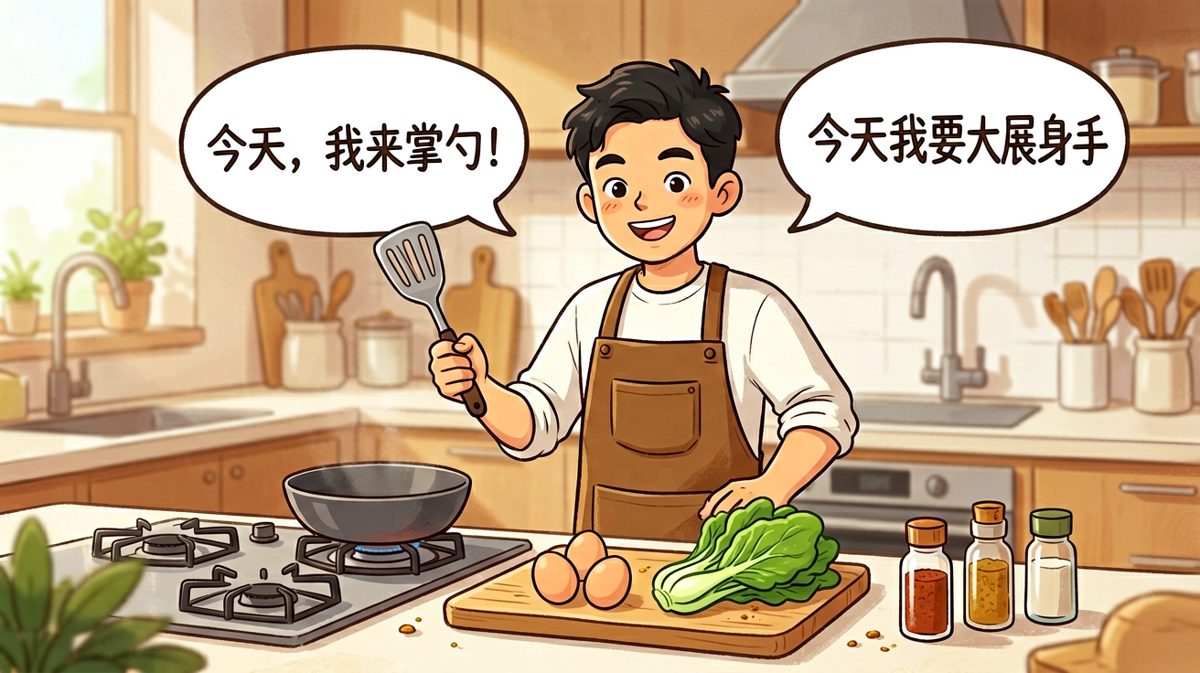 主角信心爆棚，准备大显身手做一顿大餐