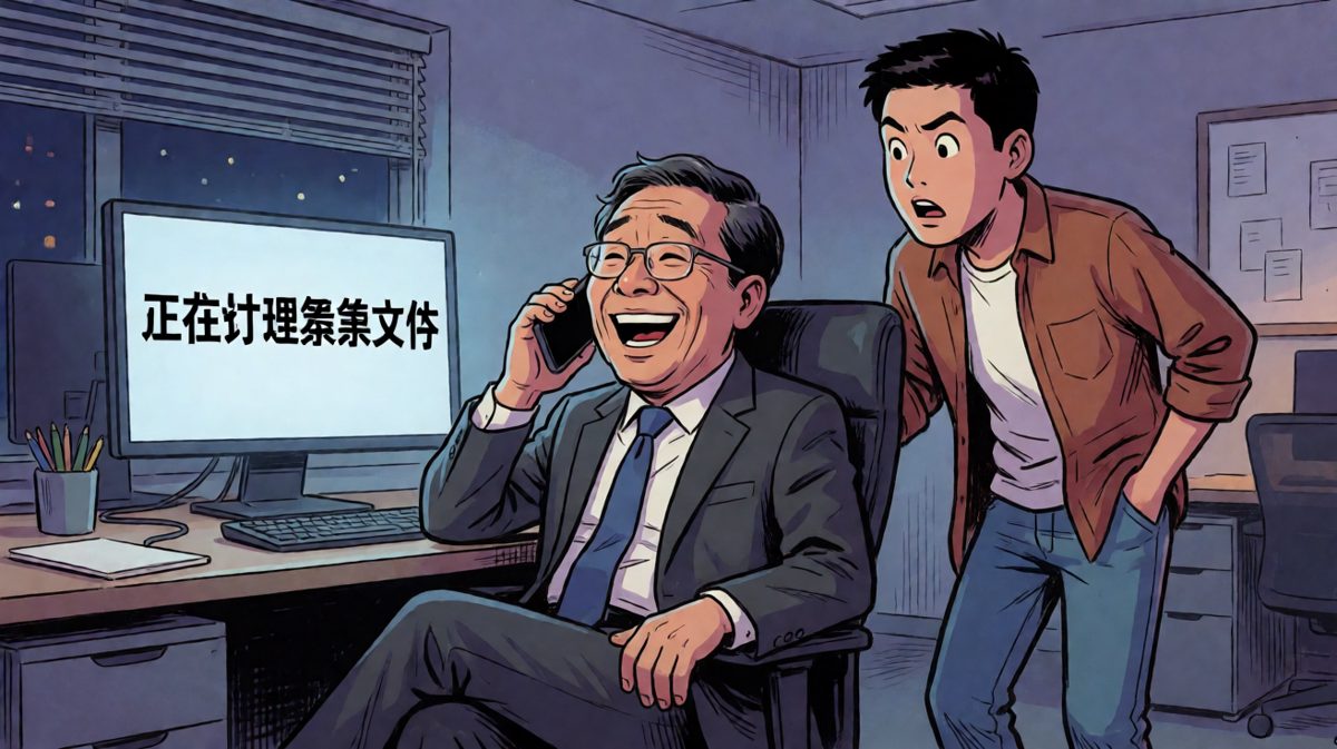 老板：'你先去忙，公司的事你担待。'员工刚要走，发现老板比他还早就溜了。