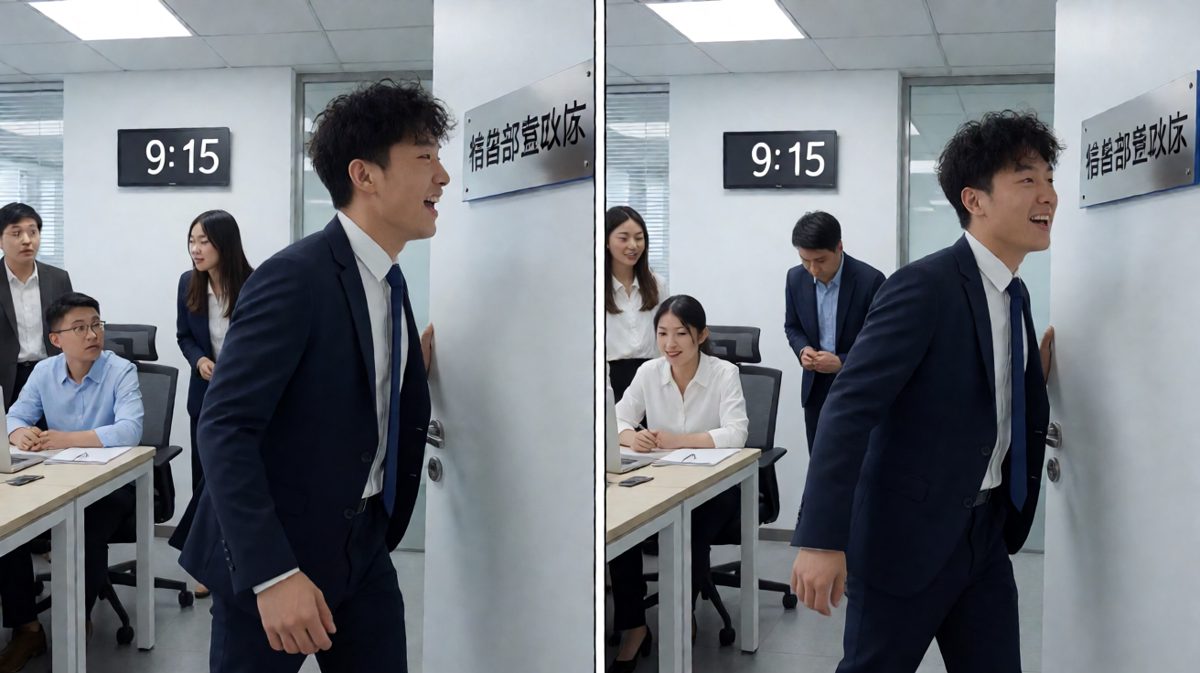 9:15狼狈冲进公司，全办公室注目礼。