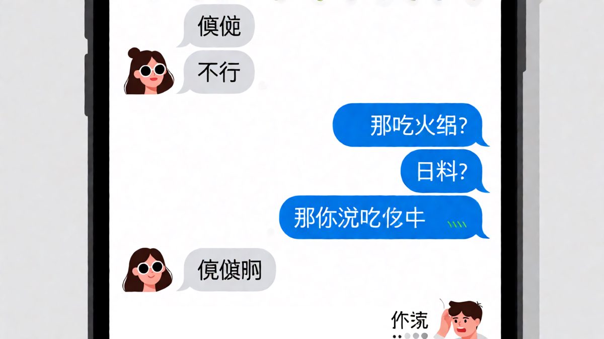 每次问吃什么都说随便，最后把自己绕了进去。