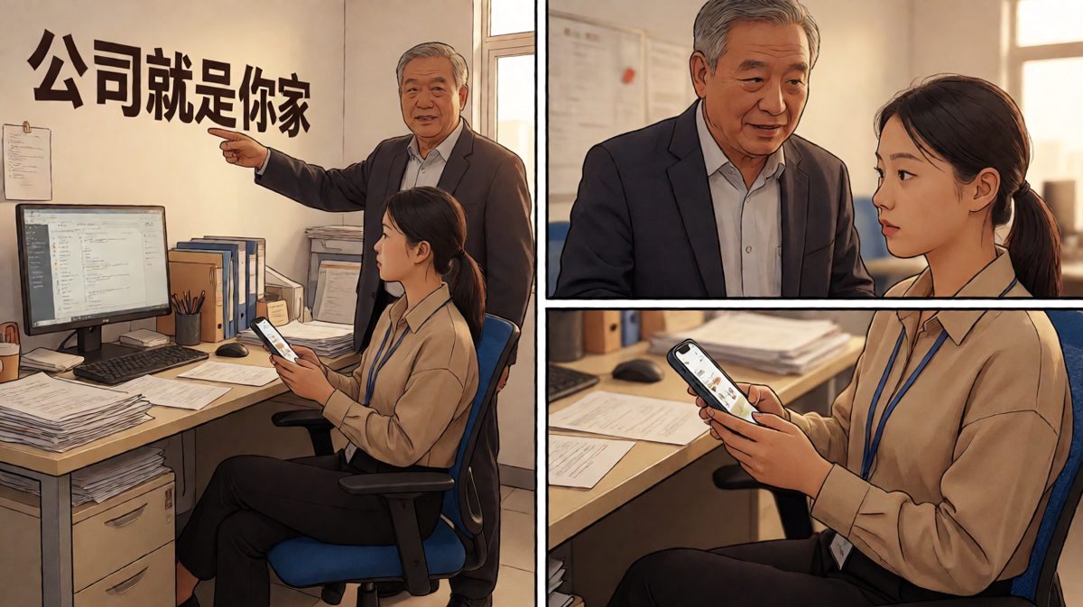 老板：公司就是你的家。员工：那既然回家了，我先点个外卖吃晚饭再走。