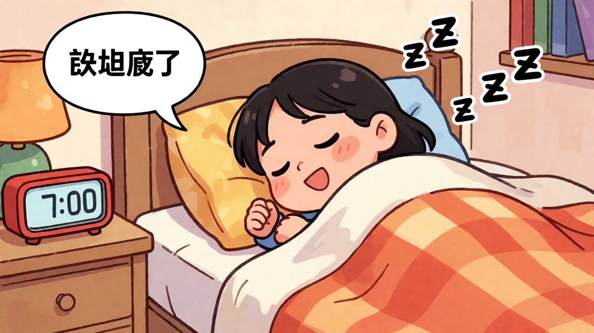 闹钟响起，主角不想起床