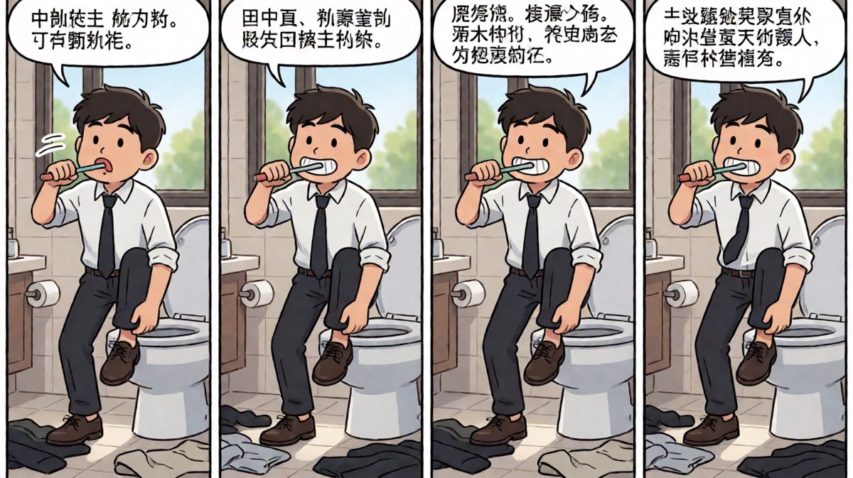 以光速完成洗漱，每个动作都透着拼命
