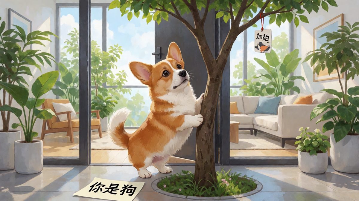 狗：我以为我是一只猫……为什么上不了树？
