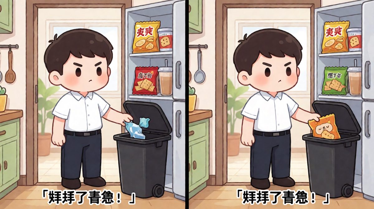 下定决心减肥，把零食全部扔掉