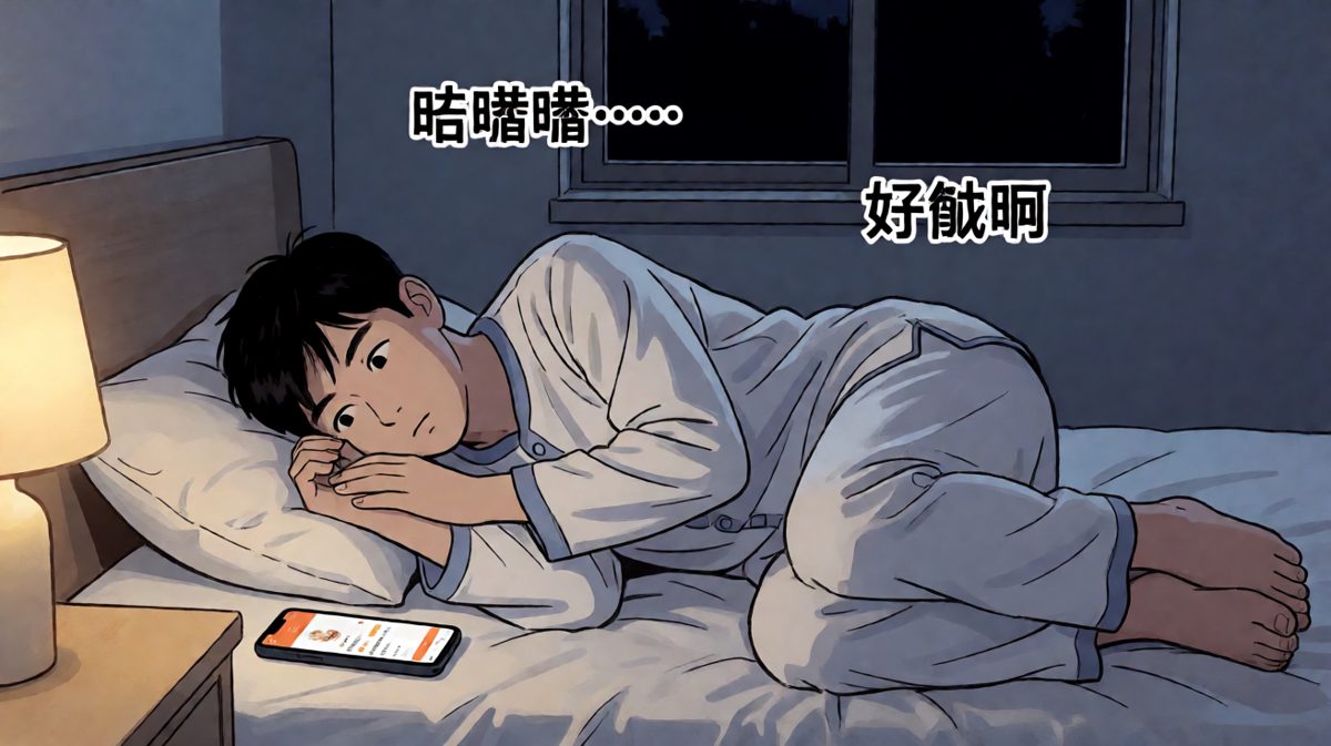 半夜饿得受不了，偷偷点外卖