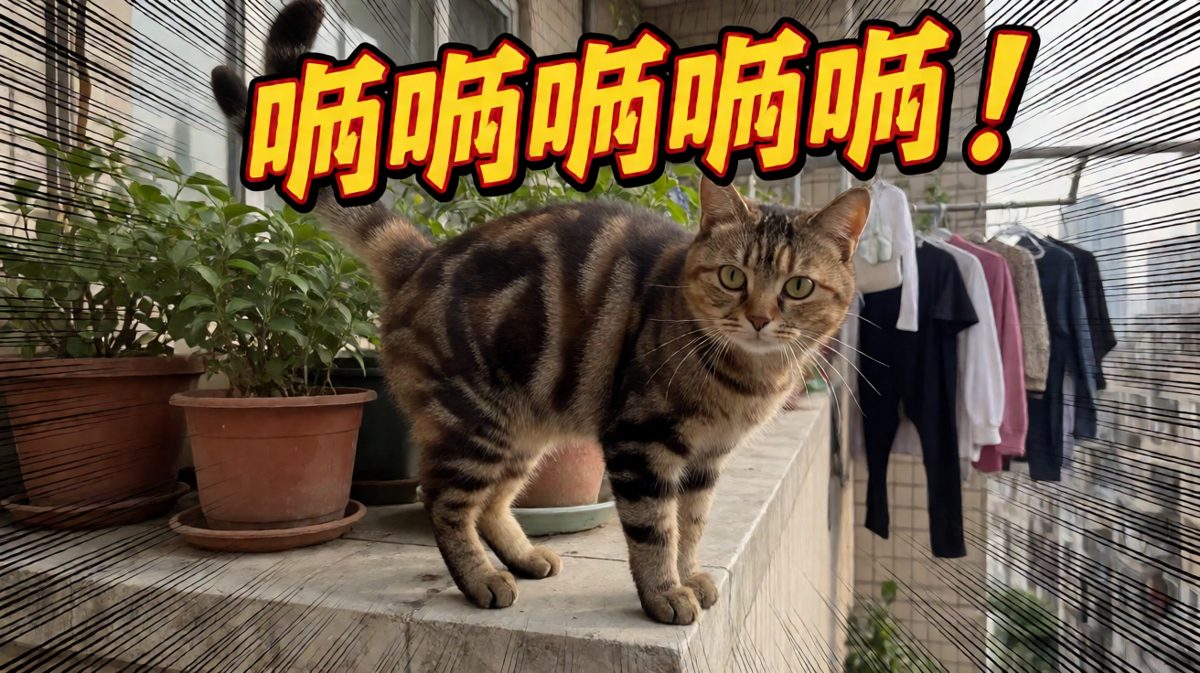 猫咪的勇气只在捕猎时出现，遇到蟑螂秒变怂包