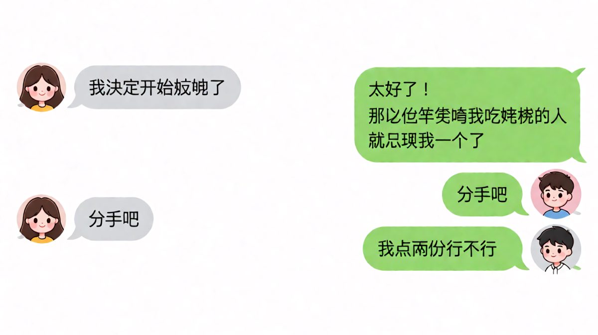 减肥宣言秒变烧烤谈判，男生的求生欲令人窒息。