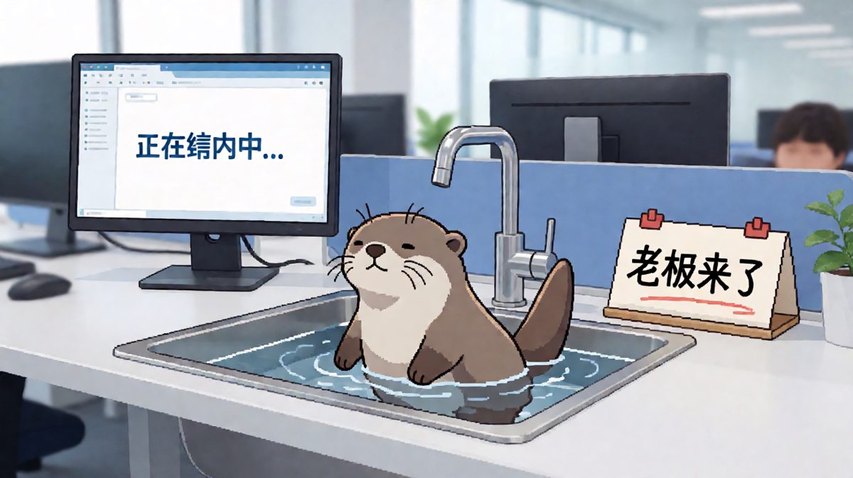 上班时间摸鱼的水獭，稳如老狗