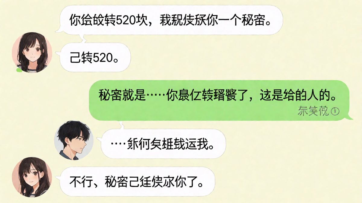 "转错账了"——女生用520骗出秘密的反套路对话