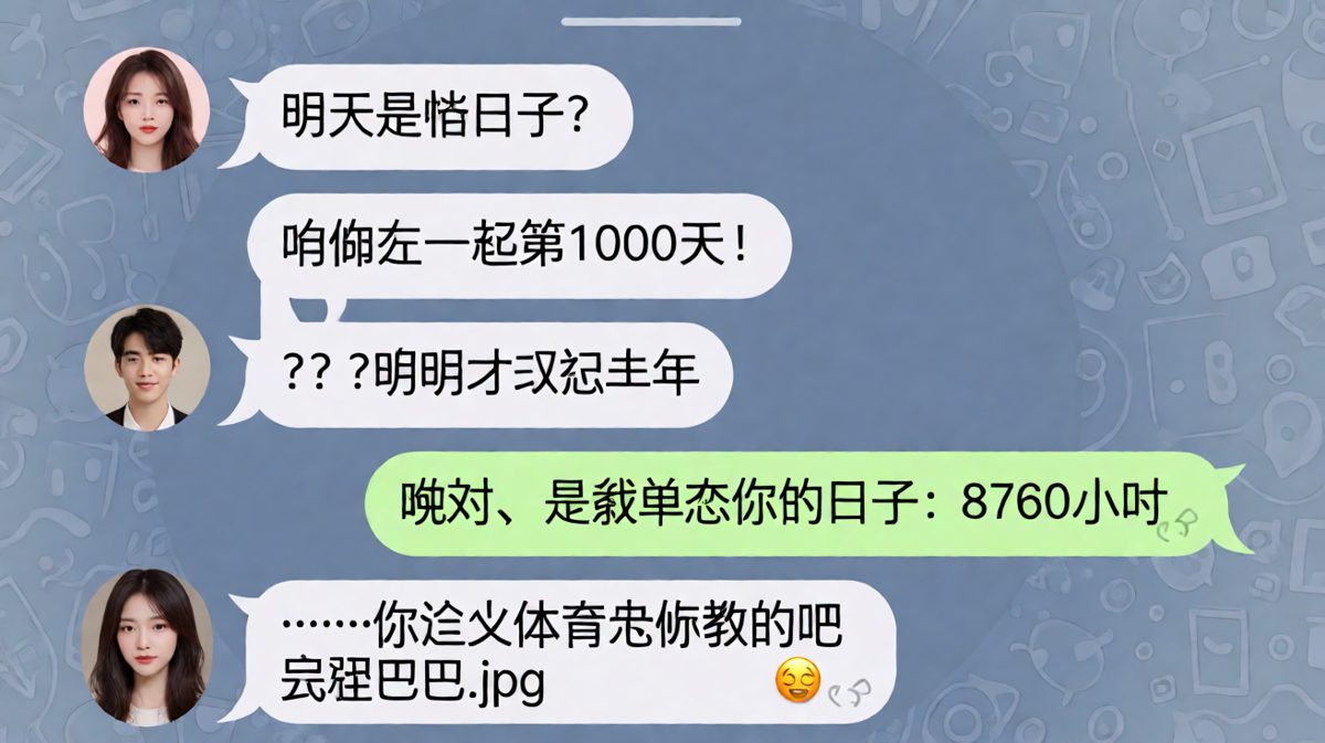 纪念日记忆错乱引发的甜蜜调侃，男方的数字计算令人哭笑不得。