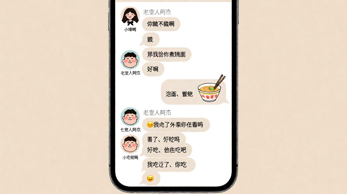 他煮的泡面比他的关心还敷衍，女生已经无语到笑了。