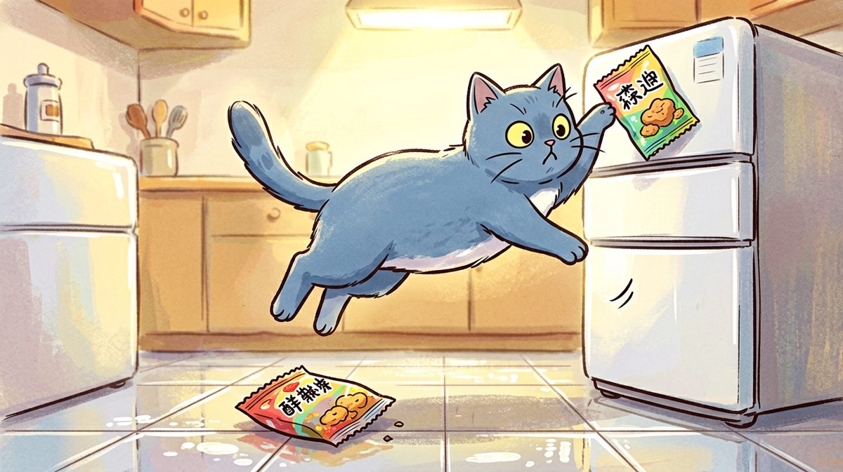 「蓝猫：这不是跳不上去，这是我在进行重力测试。」