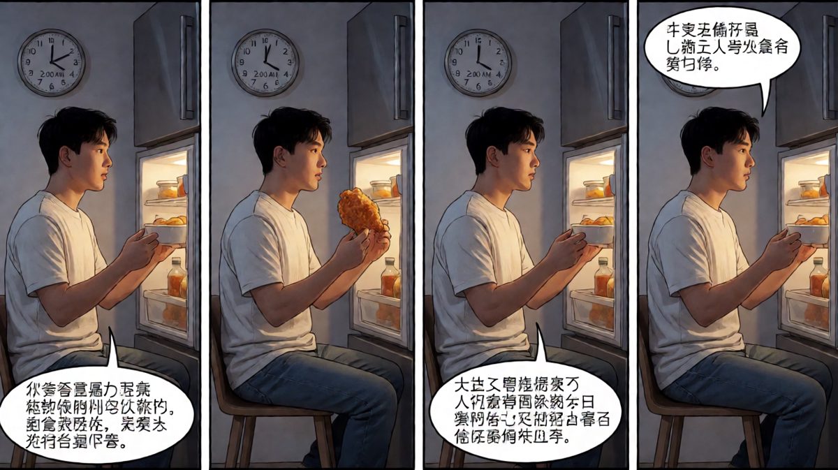 深夜偷吃炸鸡，心虚但满足