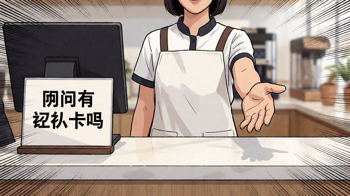 店员一句积分卡让主角瞬间石化。