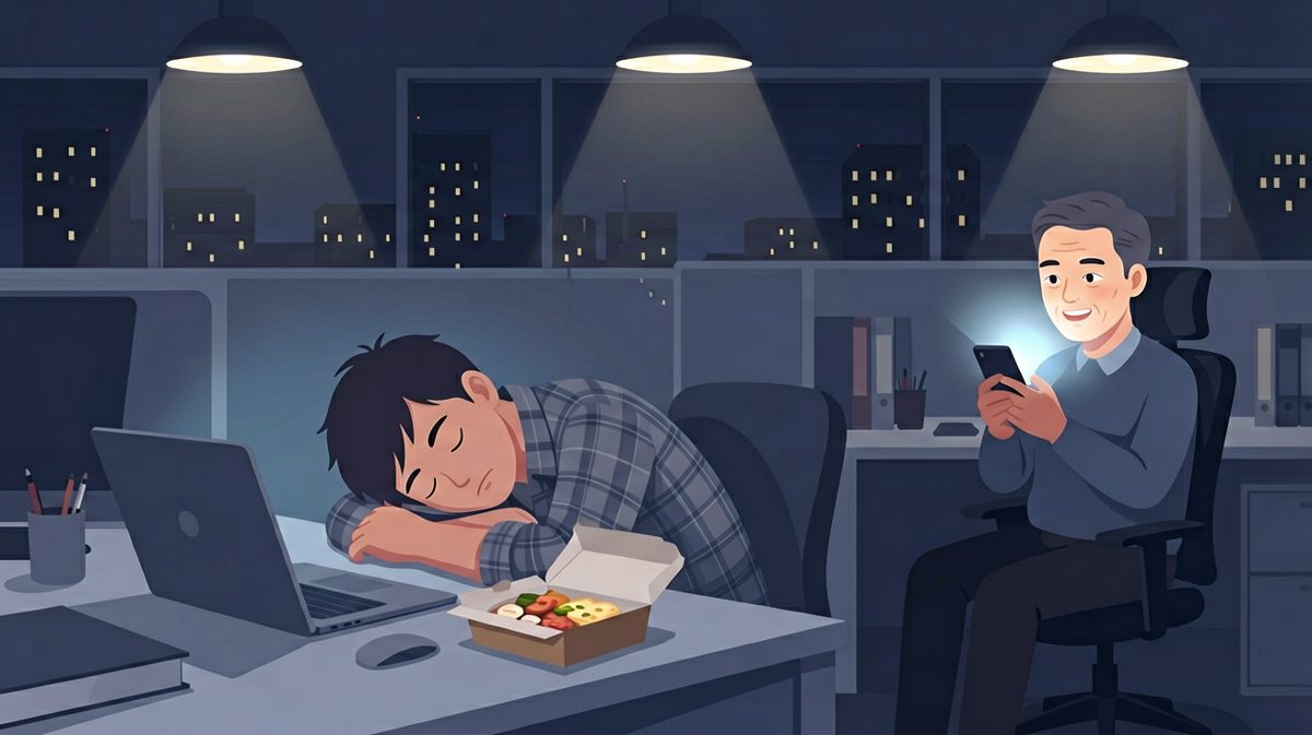 老板深情地问：你怎么还在公司？其实两人都在摸鱼。