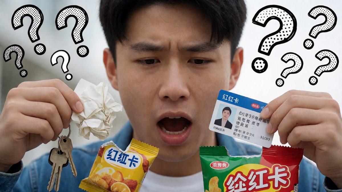主角翻遍全身，却找不到那张该死的卡。