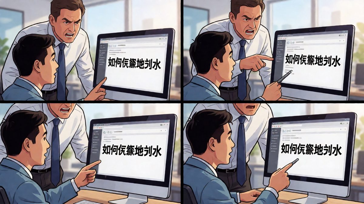 老板突然出现在身后，打工人尴尬地解释自己只是在'研究职场技巧'