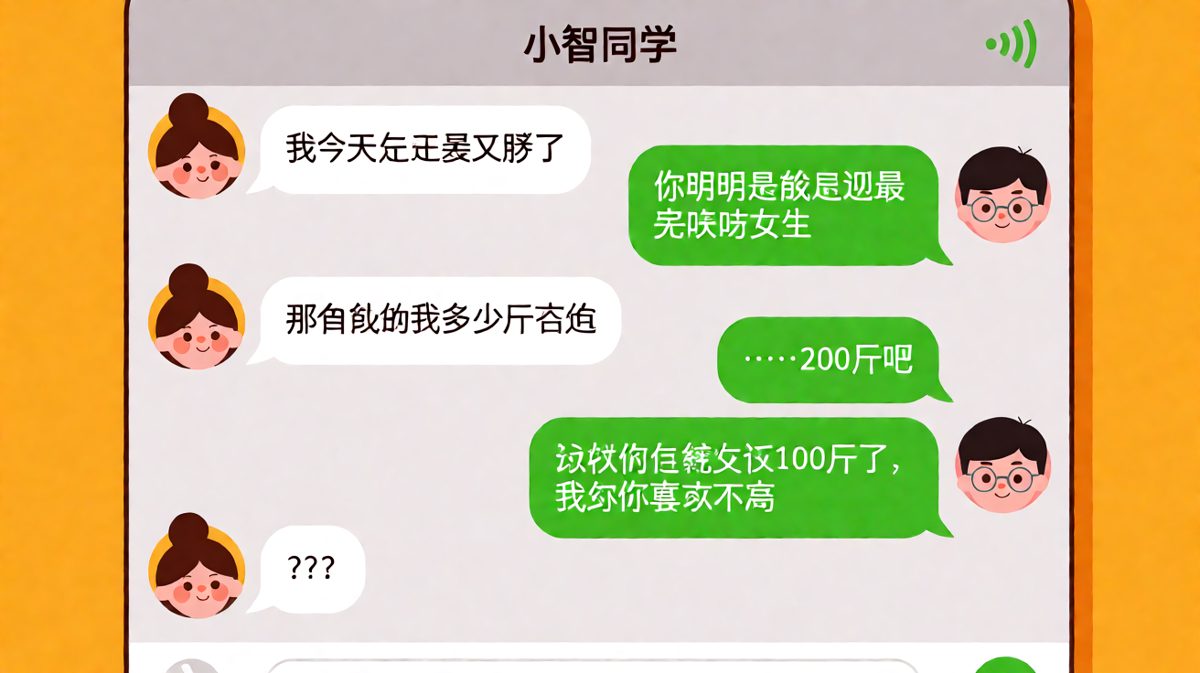 男生说「200斤」时以为能夸女朋友，结果当场社死。