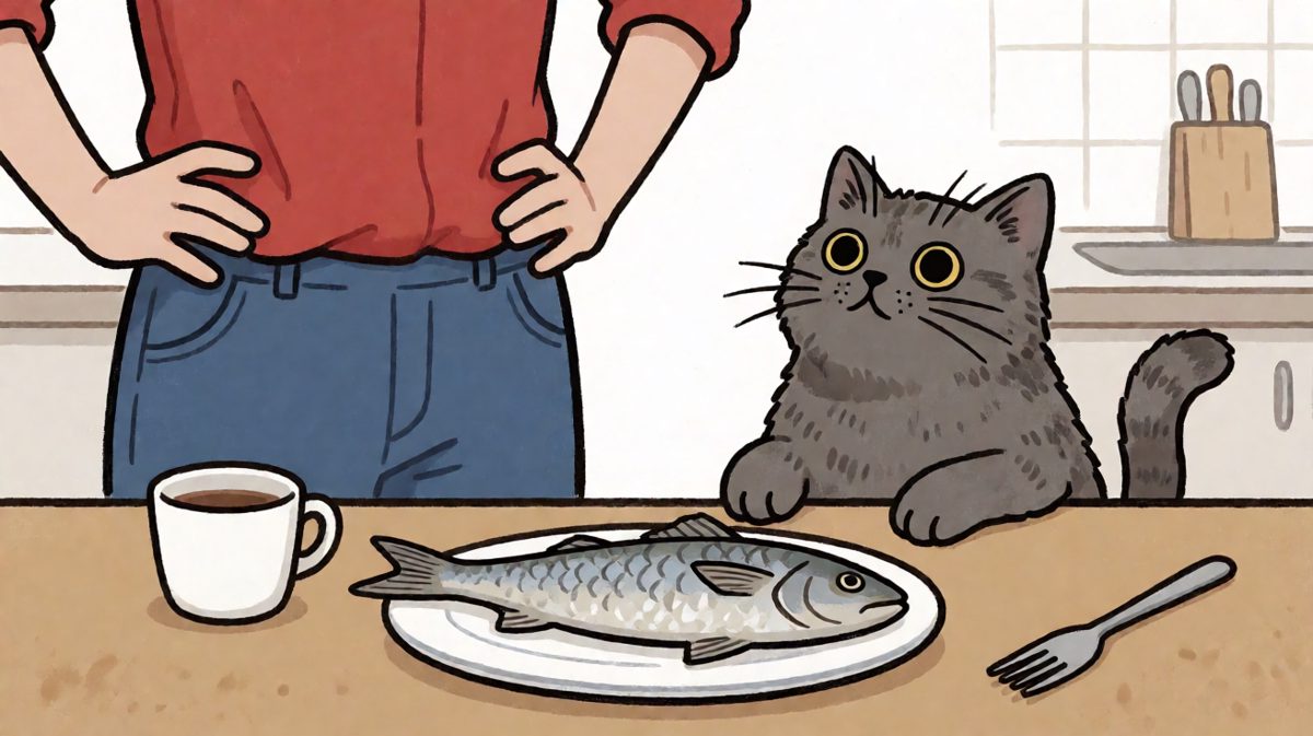 猫：什么鱼？我没看见，我只是路过。