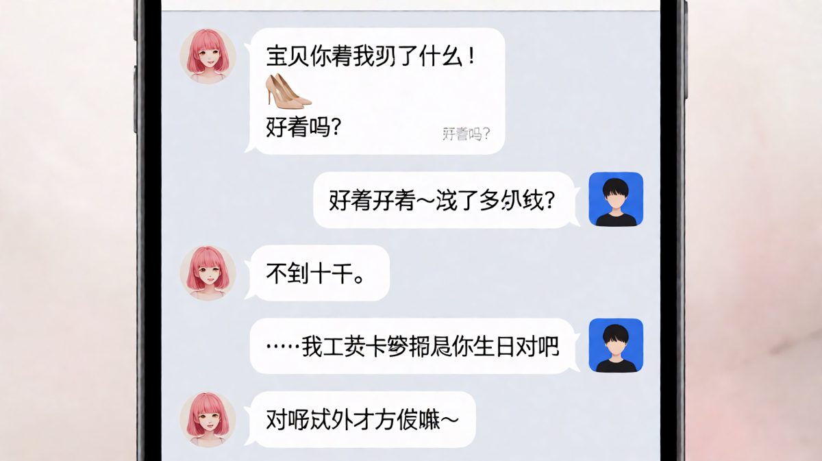 女生炫耀买鞋，男生发现是用自己工资卡刷的