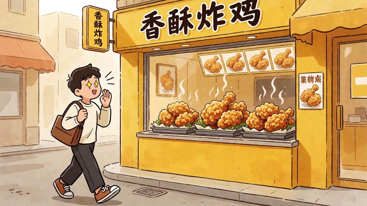 路过炸鸡店……那个香味……好像有人在叫我