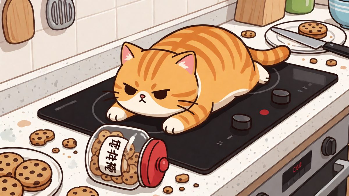 橘猫：这罐子自己倒下来的，与我无关！
