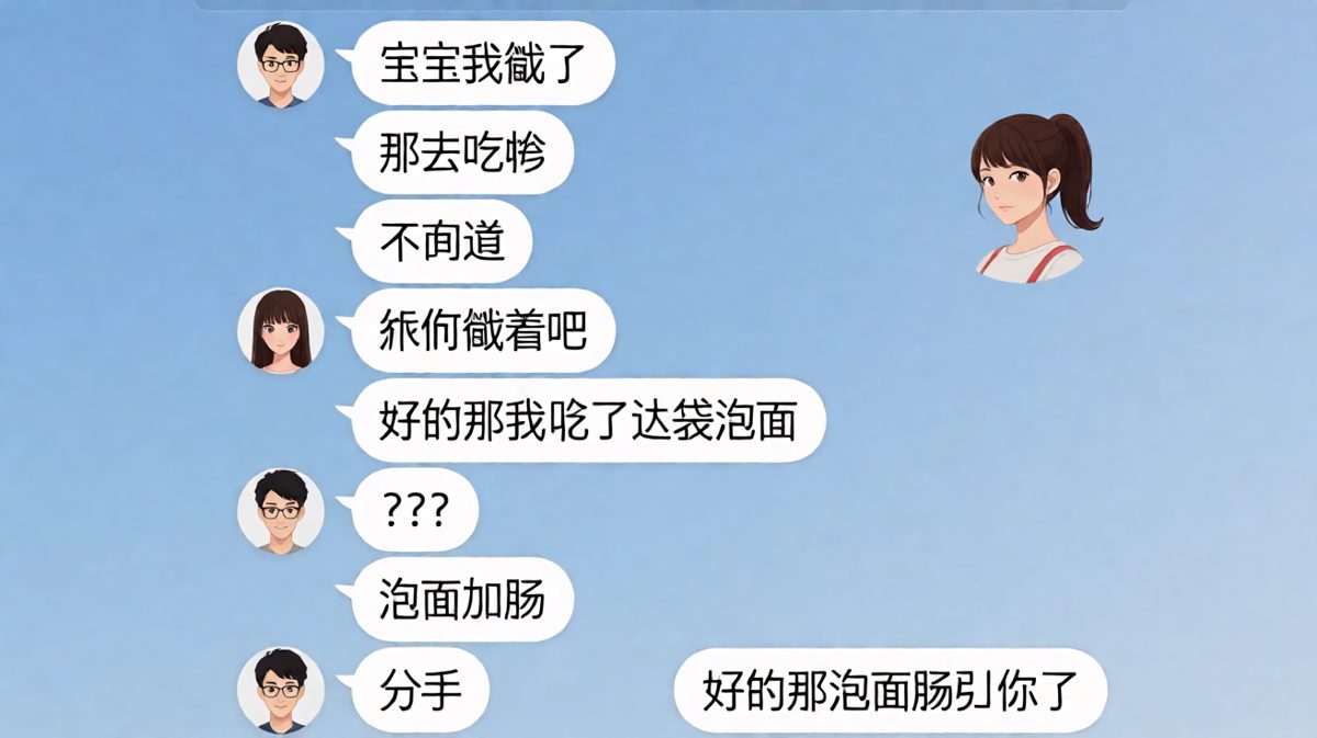 饿了的终极反转——你以为他在等约，其实他在吃泡面