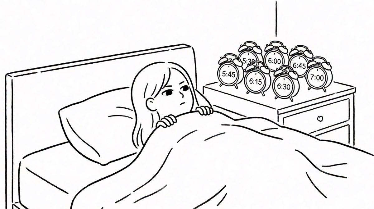 设定七个闹钟，誓要战胜床的诱惑！