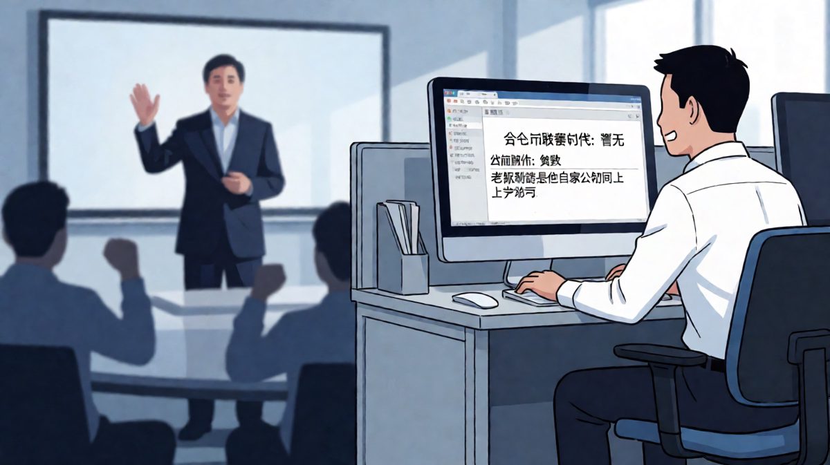 老板说'公司上市大家财务自由'，员工打开手机一看，上市的是隔壁公司。