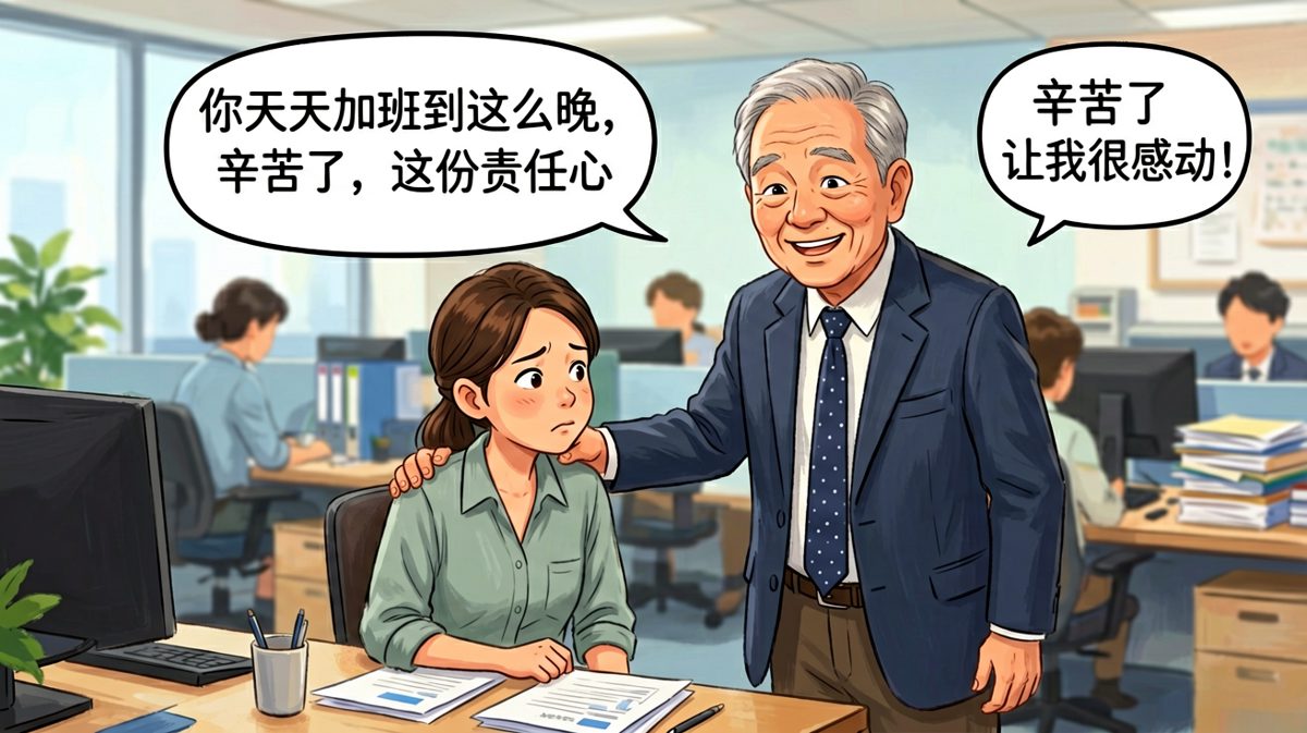 老板：你加班辛苦了，所以明年给你加薪的机会（暗示画饼）