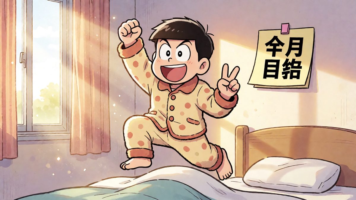 闹钟一响，阿强元气满满地大喊：今天也要加油！