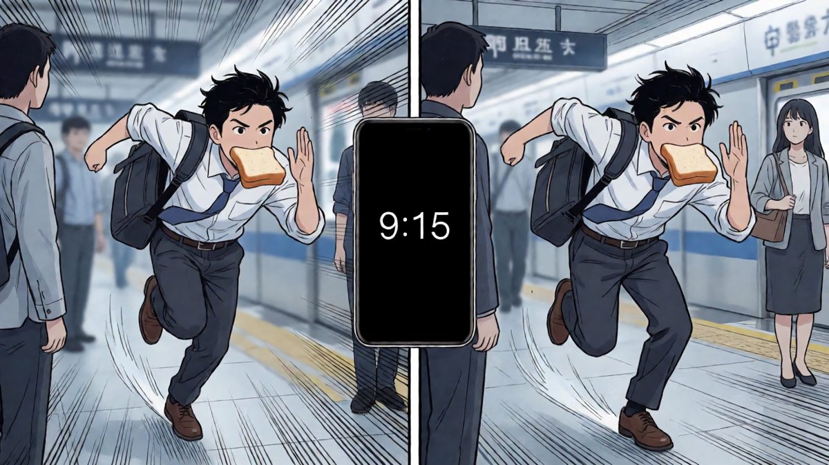 9:15的阿强：完了完了要迟到了！！！