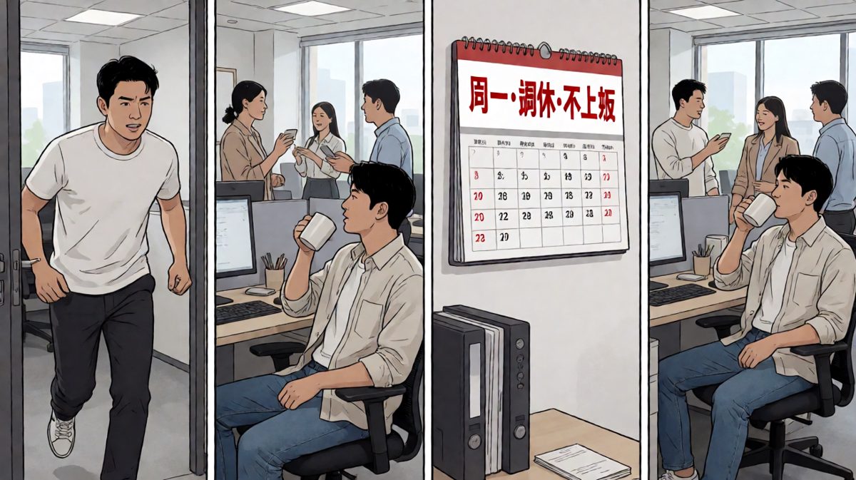 日历上写着：周一调休。阿强的世界崩塌了。