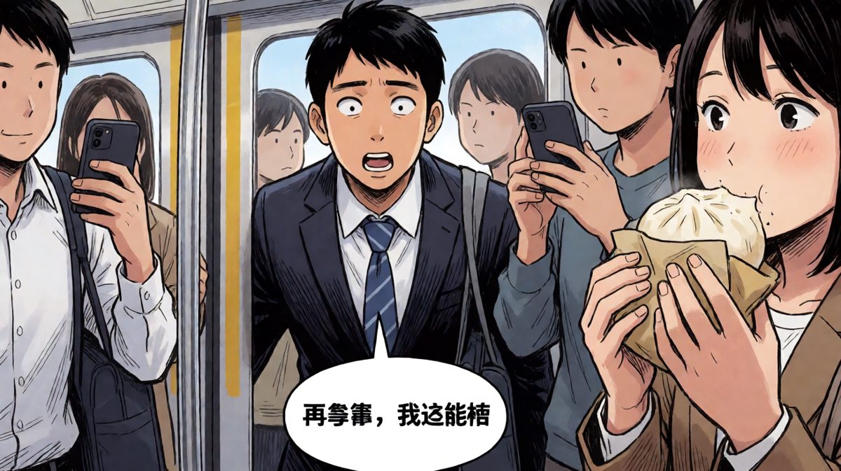 早上挤地铁，被挤成了纸片人