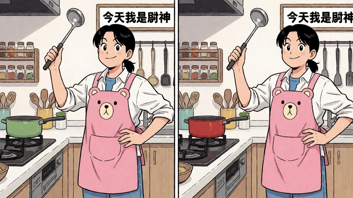 第一格：系上围裙，今日我便是厨神！