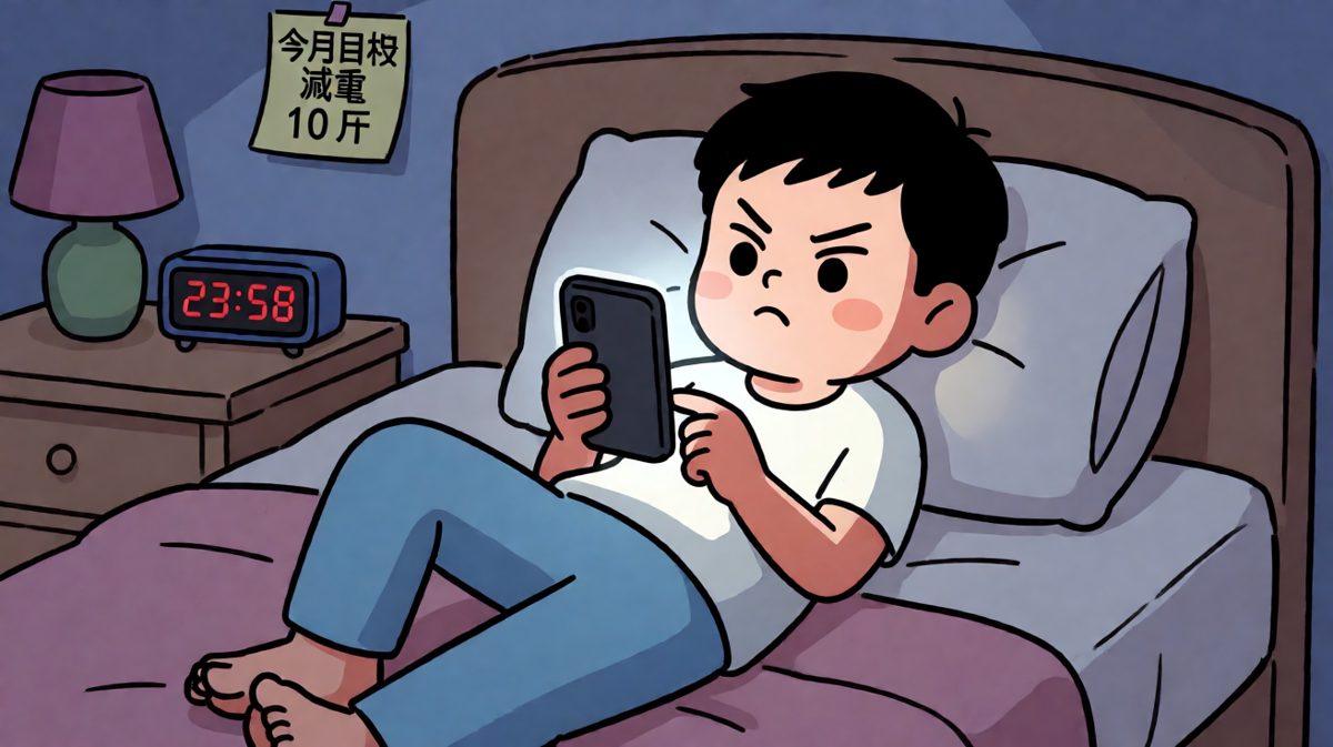 深夜立下减肥誓言，雄心壮志满满。