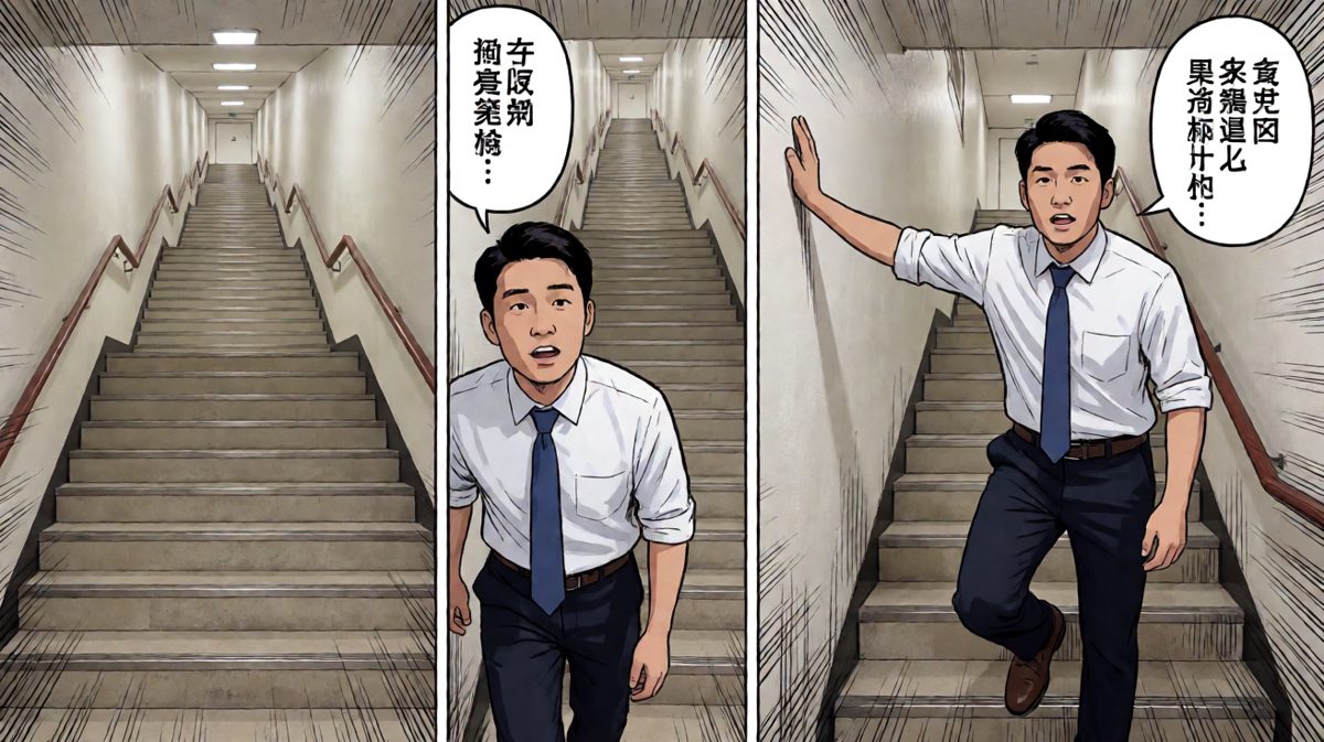 放弃等电梯，狂奔爬楼梯累到崩溃
