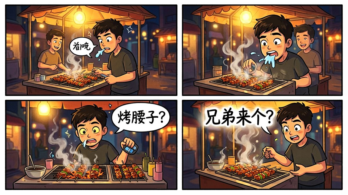 第三天：走到烧烤摊……算了不去了吧（走了进去）