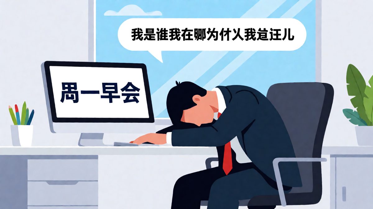 周一早会：身体在开会，灵魂已下班