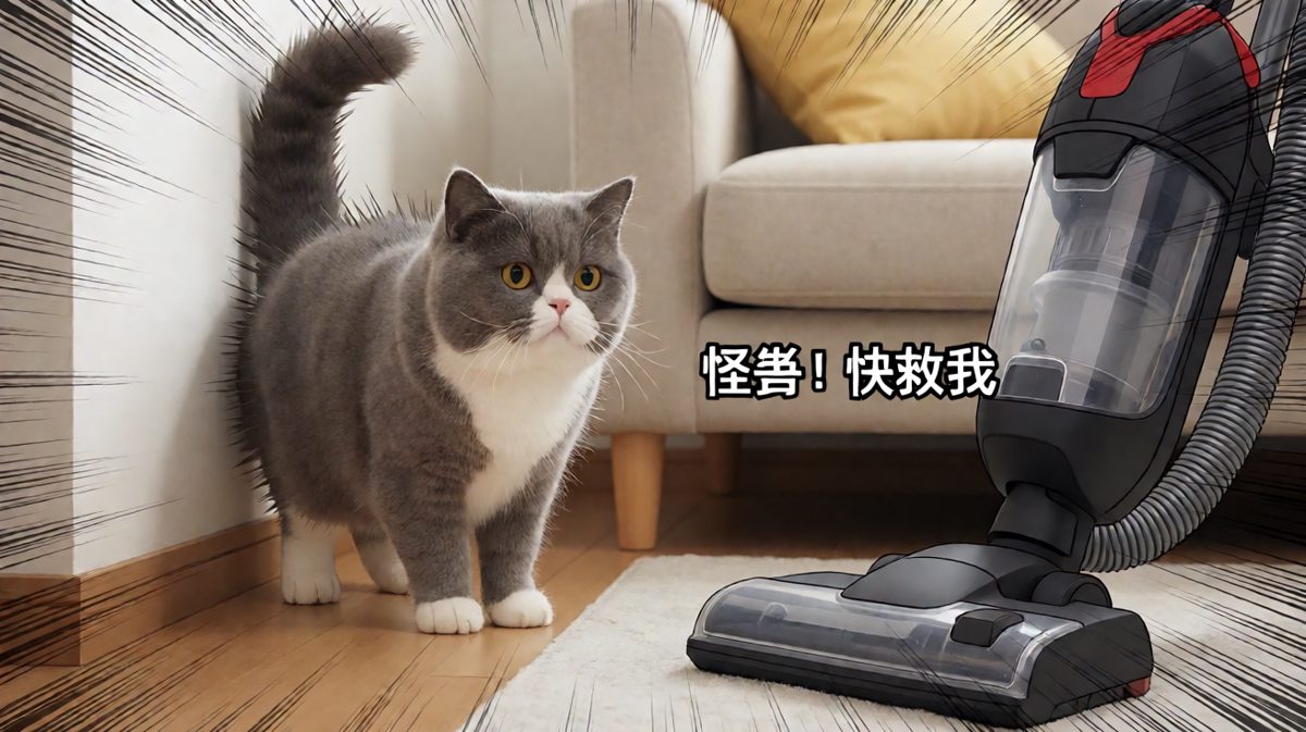 猫咪眼中，吸尘器是终极Boss