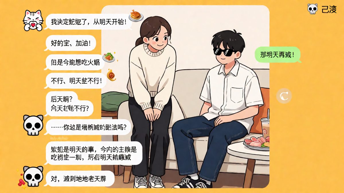 女生的减肥计划永远在明天，今天的任务是用火锅填满明天