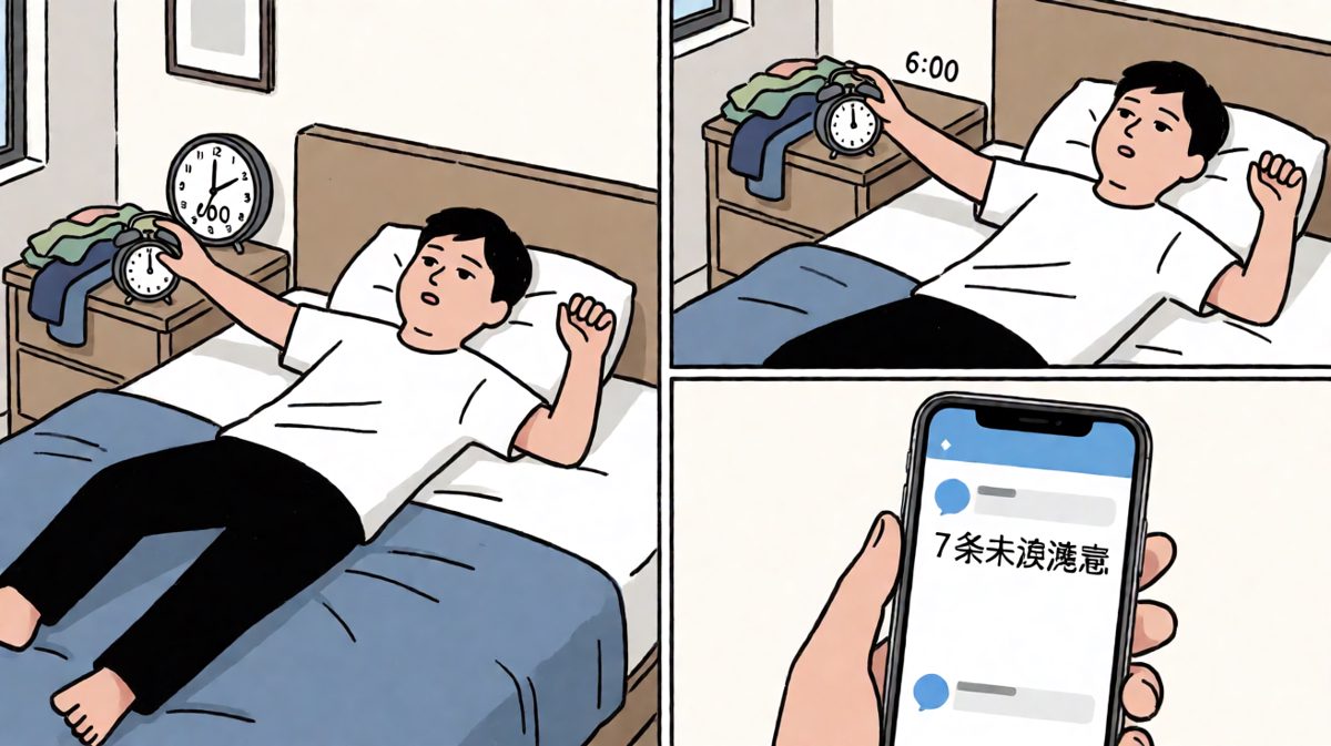 闹钟响了，但身体和被子产生了深厚感情。