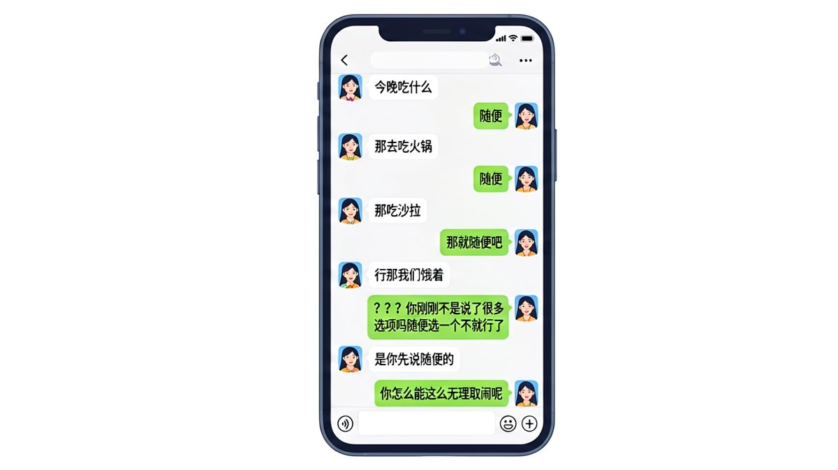 '随便'是情侣聊天里的最高难度陷阱