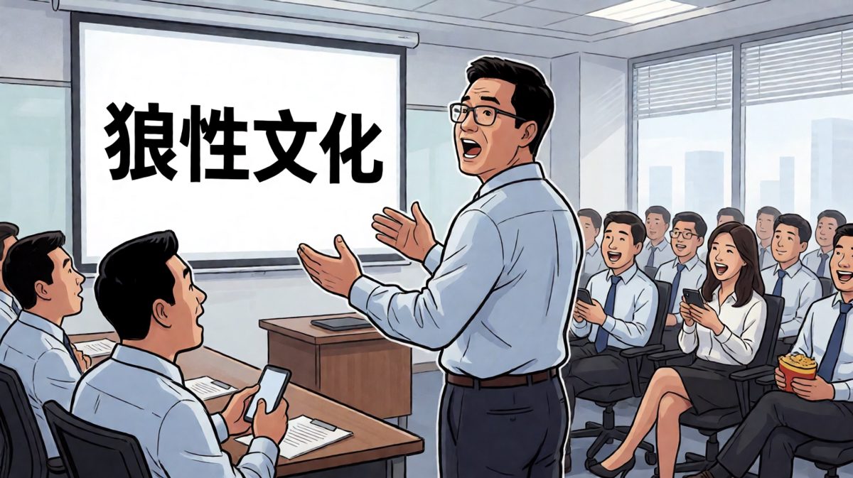 老板：我们要狼性文化！台下员工：老板，您先狼为敬，我们歇会儿。