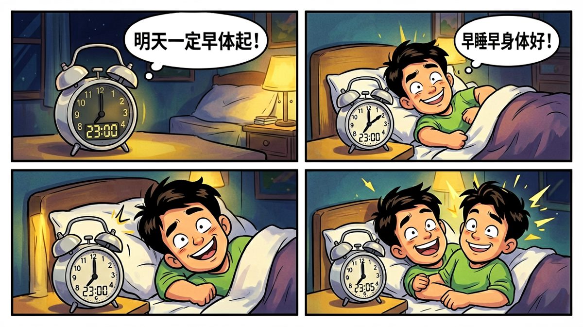 深夜信心满满：今晚一定早睡早起！