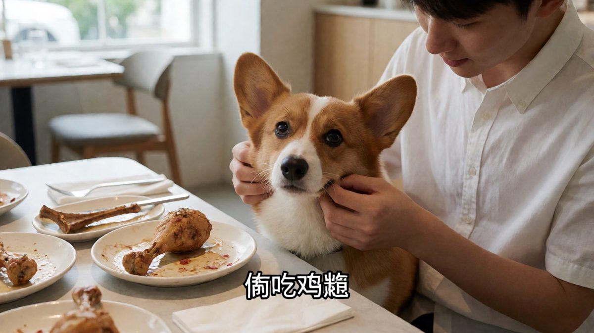 狗：什么？我没有偷吃，是腿自己跳进我嘴里的！